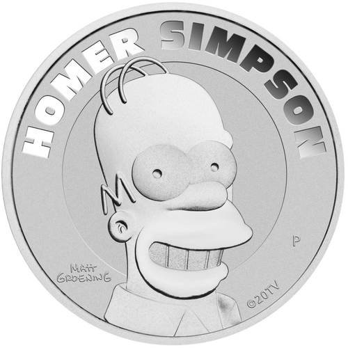 Vordere seite1 Unze  Silber The Simpsons Homer 2022 von Hersteller Perth Mint 