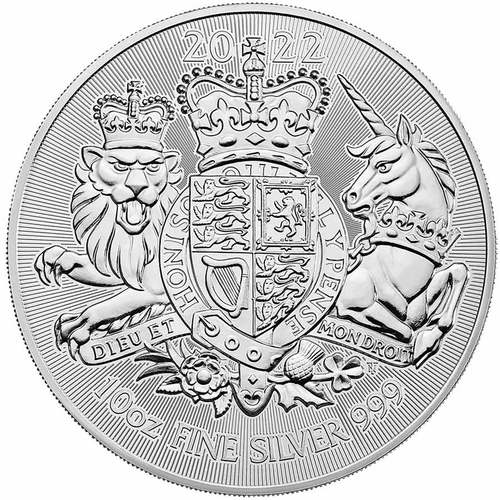 Vorderseite der 10 Unzen Silber The Royal Arms 2022 von Hersteller Royal Mint