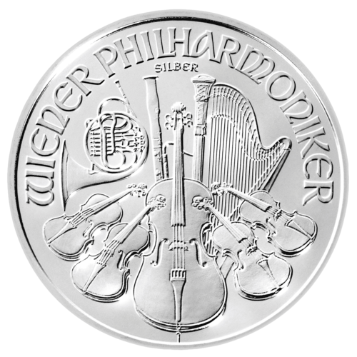 Vorderseite der 1 Unze Silbermünze Wiener Philharmoniker | Vorderseite der Silbermünze 1 Unze Wiener Philharmoniker von Münze Österreich