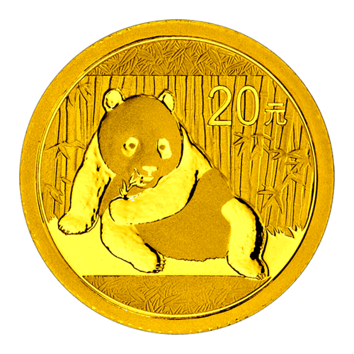 Vorderseite Goldmünze 1/20 Unze China Panda 2015, der Hersteller China Mint / China Gold Coin Inc./ Shanghai Mint