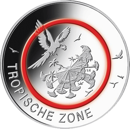 Vorderseite der 5 Euro-Sammlermünze 2017 Tropische Zone von Münze Deutschland