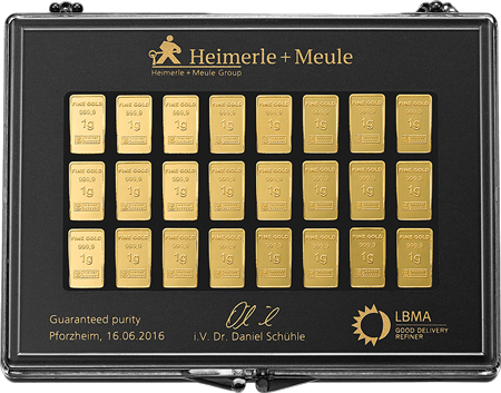 50 x 1 g Gold UnityBar Collection Heimerle und Meule