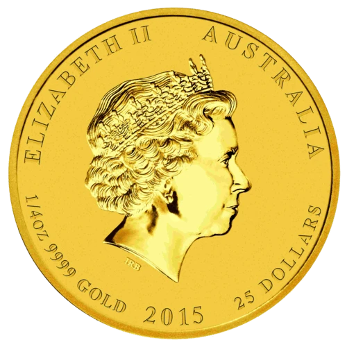 Rückseite Goldmünze 1/4 Unze Lunar II Ziege 2015,der Hersteller Perth Mint Australia