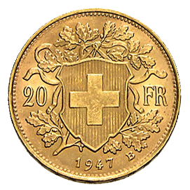 Rückseite Goldmünze 5,81g Gold Vreneli 20 Franken | Rückseite Vreneli Goldmünze 5,81 von Eidgenössische Münzstätte Bern