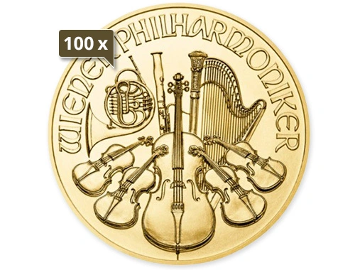 100 x 1/4 Unze Gold Wiener Philharmoniker 2024 100 x 1/4 Unze Gold Wiener Philharmoniker 2024