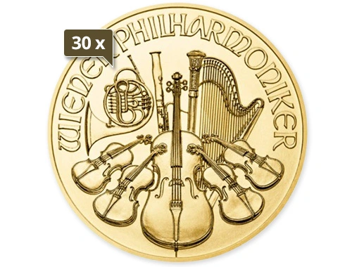 30 x 1 Unze Gold Wiener Philharmoniker 2024 30 x 1 Unze Gold Wiener Philharmoniker 2024
