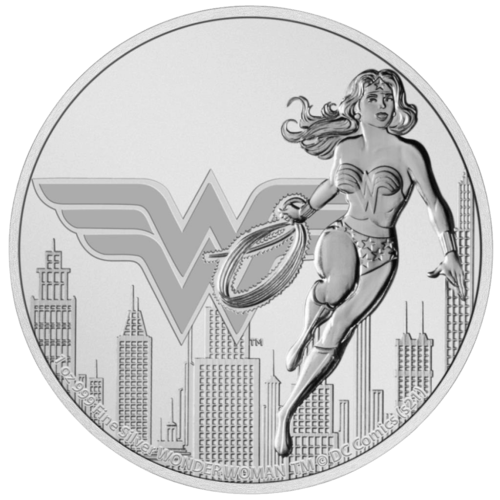 Vorderseite der 1 Unze Silber Niue DC Comics Wonder Woman 2021 von Hersteller New Zealand Mint