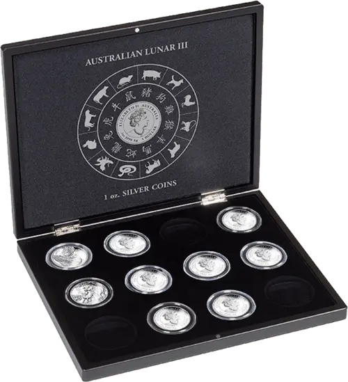 zubehoer muenzkassette silber 12 x lunar 1 oz leuchtturm